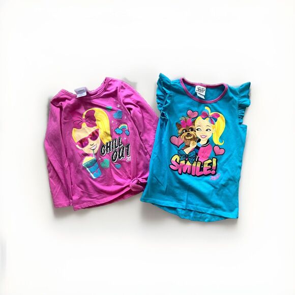 (2)  JoJo Siwa Long/Short Sleeve Shirts Girls 5T Nickelodeon Chill Out Smile - Picture 1 of 3